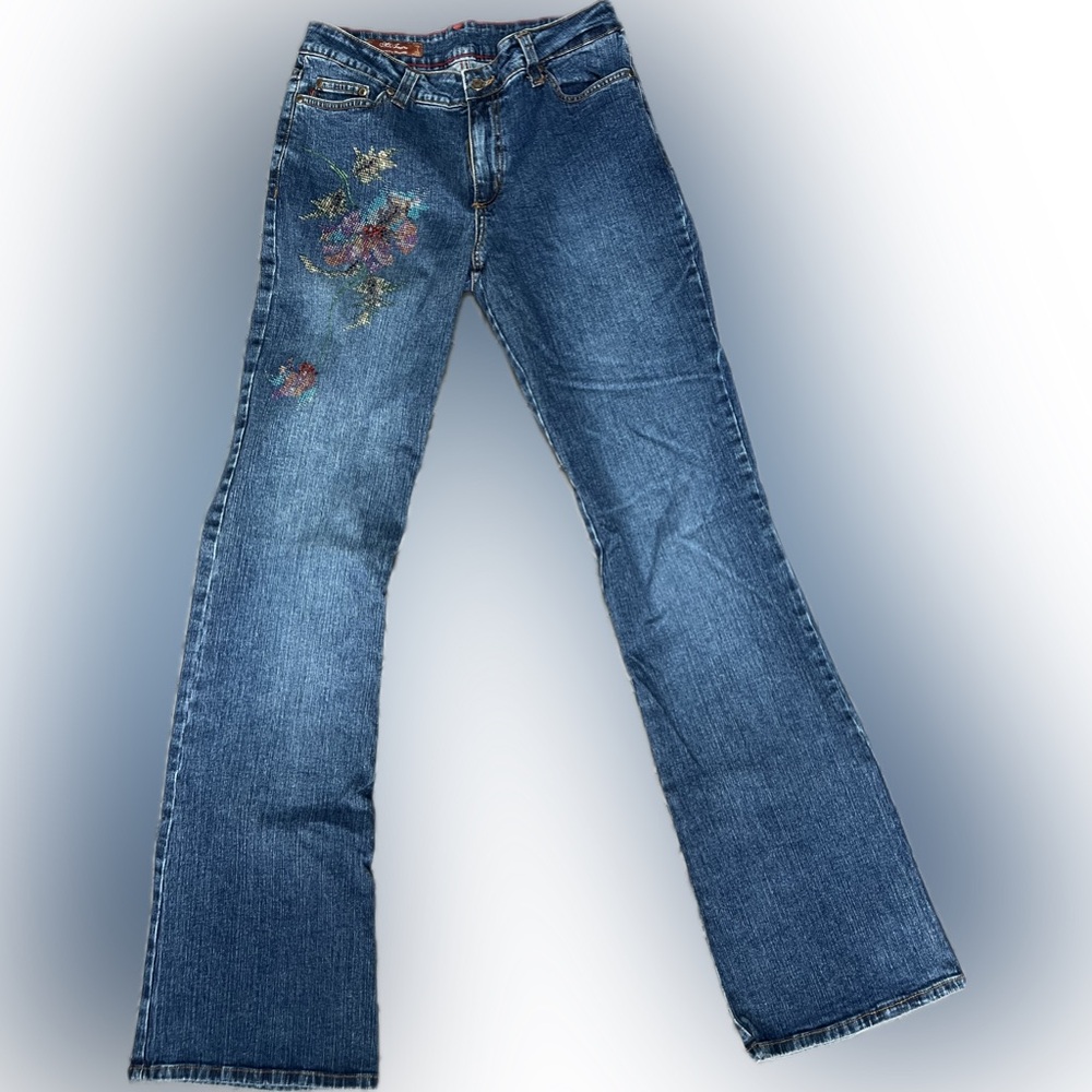MU Blue Jeans With Rhinestone Pattern - Picture 1 of 7